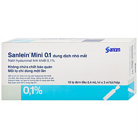 Sản phẩm Sanlein Mini 0.1% Santen dạng thuốc nhỏ mắt giúp hỗ trợ điều trị các vấn đề về rối loạn biểu mô kết giác mạc (3 vỉ x 10 lọ x 0.4ml)