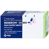 Remeron 30mg MSD dạng thuốc (3 vỉ x 10 viên) được sử dụng để điều trị các giai đoạn của trầm cảm nặng.