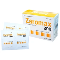 Bột pha hỗn dịch uống Zaromax 200 DHG Pharma dùng để điều trị viêm phế quản và viêm phổi (24 gói)