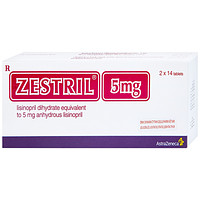 Zestril 5mg AstraZeneca dạng thuốc dành cho việc điều trị tăng huyết áp và suy tim (2 vỉ x 14 viên)