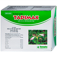 Tadimax Danapha dưới dạng 2 vỉ x 21 viên được sử dụng cho việc điều trị phì đại lành tính tuyến tiền liệt và u xơ tử cung.